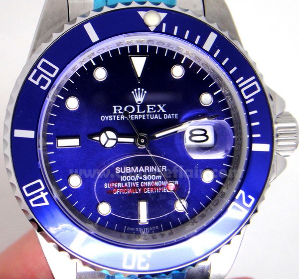 Copy Rolex Submariner Blue face Stainless Steel watch 40mm